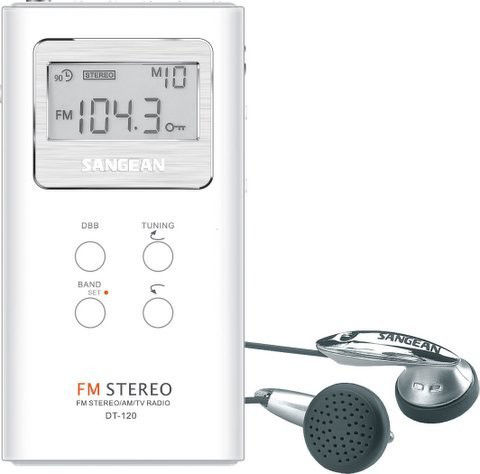 Sangean DT-120 Mini Radio Battery White
