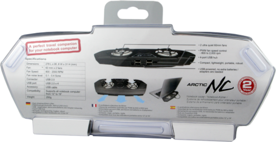 Arctic Nc A02 Cooling Pad για Laptop έως 19" με 2 Ανεμιστήρες