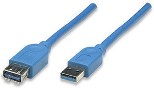 Manhattan USB 2.0 Cable USB-A male - USB-A female Μπλε 2m 322379