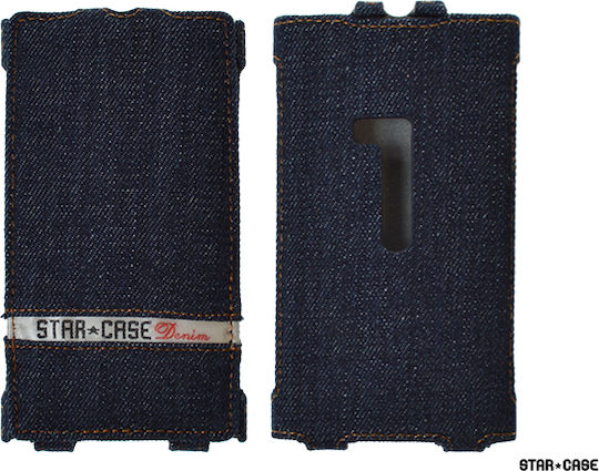 Star Case Roma Jeans Вертикален флип Син (Lumia 920)