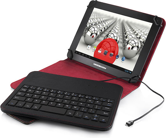 Modecom MC-TKC08 Flip Cover mit Tastatur Englisch US Schwarz (Universell 7-8 Zoll)