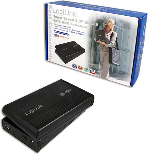 LogiLink Твърд диск кутия 3.5" SATA III с връзка USB 3.0 в Черен цвят