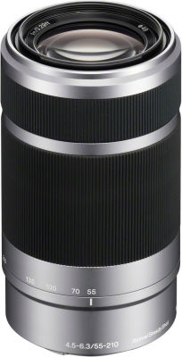Sony Crop Kameraobjektiv 55-210mm f/4.5-6.3 Telephoto Telezoom für Sony E Mount Silver