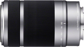 Sony Crop Kameraobjektiv 55-210mm f/4.5-6.3 Telephoto Telezoom für Sony E Mount Silver