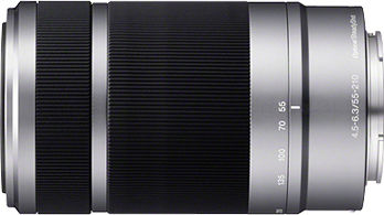 Sony Crop Kameraobjektiv 55-210mm f/4.5-6.3 Telephoto Telezoom für Sony E Mount Silver