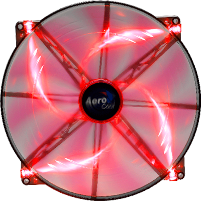 Aerocool Silent Master 20cm LED Red Case Fan 200mm (800rpm / 76cfm) με Κόκκινο Φωτισμό και Σύνδεση 3-Pin / 4-Pin Molex