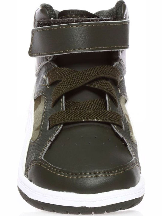 Rebound V2 Hi Kids Sports Shoes Basketball with Hoop & Loop Closure Khaki