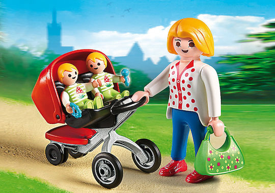 Playmobil Stadtleben Mama mit Zwillingen & Kinderwagen für 4-10 Jahre