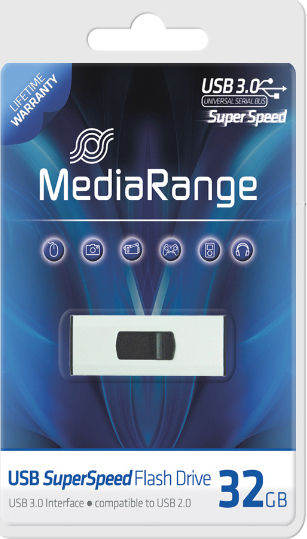 Mediarange Usb 3.0 Flash Drive 32gb Silver