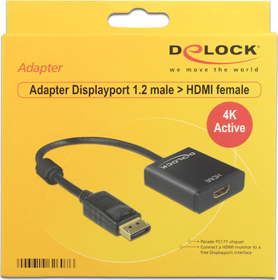 DeLock Konverter DisplayPort männlich zu HDMI weiblich Schwarz 1Stück (62607)