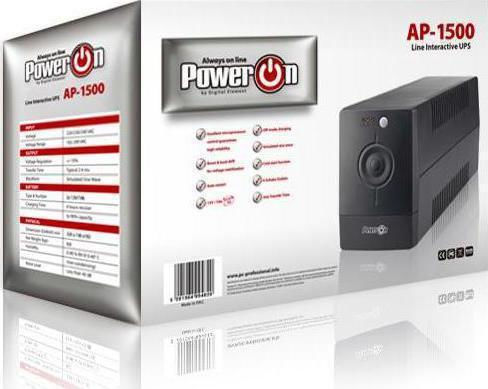 Power On AP-1500 USV 1500VA mit 4 Schuko Steckdosen