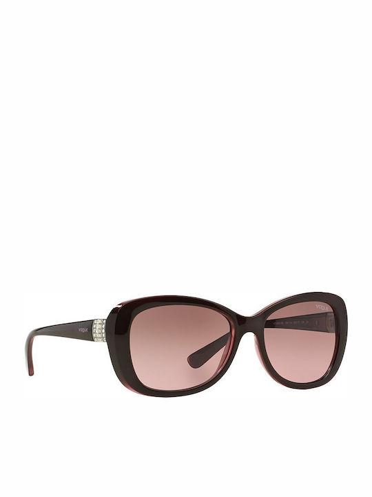 Vogue Women's Sunglasses with Burgundy Plastic Frame and Brown Gradient Lens VO2943SB 1941/14