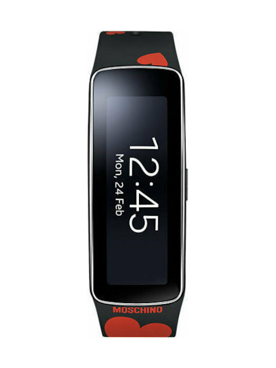 Samsung Moschino Heart Armband Silikon mit Pin Schwarz (Galaxy Fit)