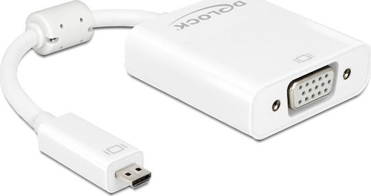 DeLock Delock Adapter HDMI Micro-D male > VGA female with Konverter Mikro-HDMI männlich zu 3.5mm / VGA weiblich Weiß 1Stück