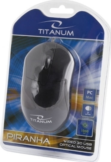 Esperanza Titanum Piranha 3D Ενσύρματο Ποντίκι Μαύρο