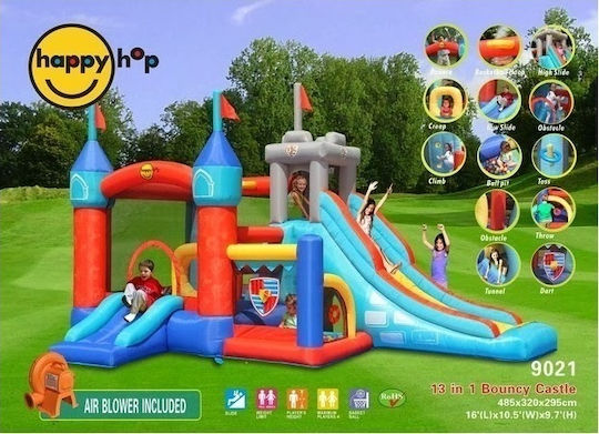 Happy Hop Aufblasbares Knights Schloss mit Trampolin & Rutsche für 3+ Jahre