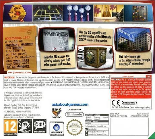 James Noir's Hollywood Crimes Edition 3DS Game