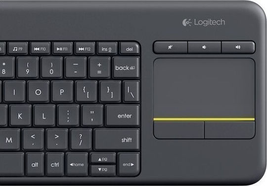 Logitech K400 Plus Ασύρματο Πληκτρολόγιο με Touchpad Αγγλικό US Μαύρο