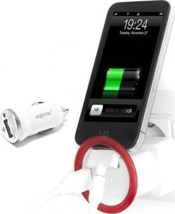 Approx Σετ Αυτοκίνητου και Πρίζας και Καλώδιο micro USB Λευκός (APPUMCIPV2)