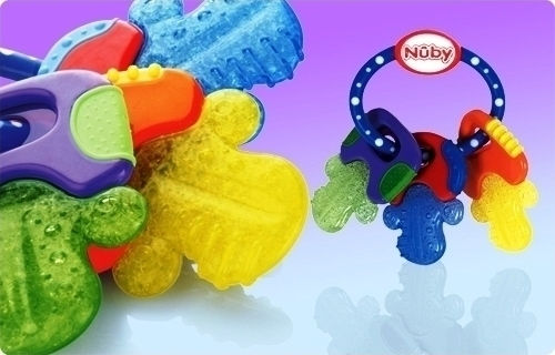 Nuby IcyBite Chei Tari/Moi Șobolan Dentare din Plastic pentru 3 Luni+