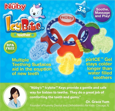 Nuby IcyBite Hard/Soft Keys Teething Rattle made of Plastic for 3 m+ 1pcs