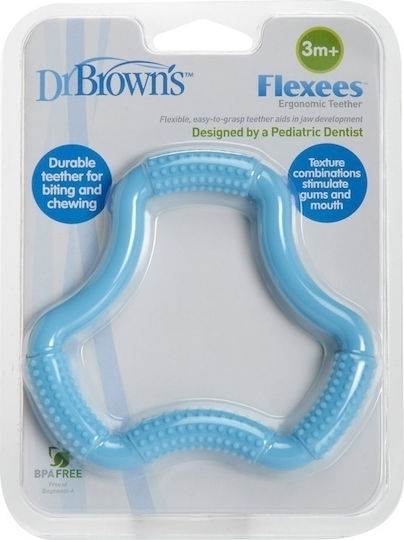 Dr. Brown's Flexees Teething Ring made of Silicone for 3 m+ Blue