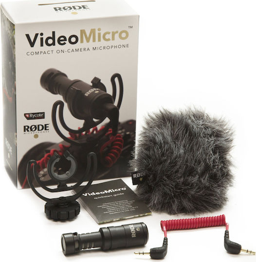 Rode VideoMicro Кондензатор (Малка диафрагма) Микрофон 3.5mm Шоково монтиран за Камера в Черен Цвят