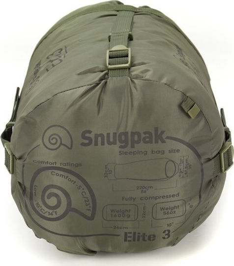 Snugpak Sleeping Bag Μονό 3 Εποχών Softie Elite 3 Olive