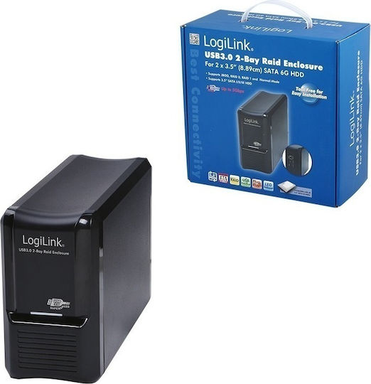 LogiLink Hard Drive Case for 2 Hard Drives 3.5" SATA III with connection USB 3.0 in Schwarz color