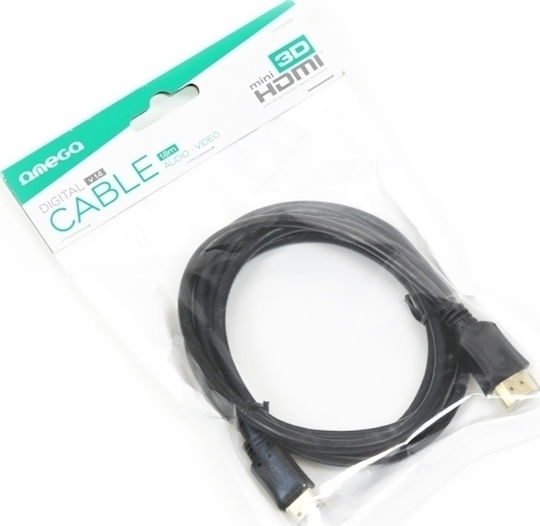 Omega HDMI 1.4 High Speed 1080p 120Hz Cable HDMI Male - Mini HDMI Male 3m Black