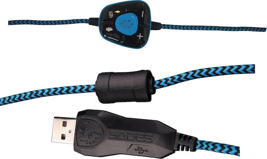 Sades Wolfang 7.1 Over Ear Gaming Headset με σύνδεση USB Μπλε