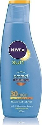 Nivea Sun Protect & Bronze Αδιάβροχη Αντηλιακή Λοσιόν για το Σώμα SPF30 200ml