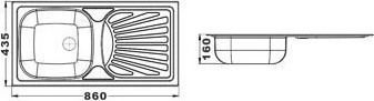 Donau DE 121 Επικαθήμενος Inox Σατινέ Μ86xΠ43.5cm Ασημί
