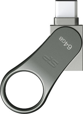 Silicon Power Mobile C80 64GB USB 3.1 Stick με σύνδεση USB-C Γκρι