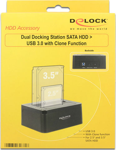 DeLock 62661 Docking Station pentru 2 Hard Disk-uri SATA 2.5" / 3.5" cu conectivitate USB 3.0 (62661)