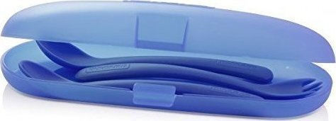Miniland Plastic Baby Cutlery Set with Fork Picneat with Case 3pcs Blue