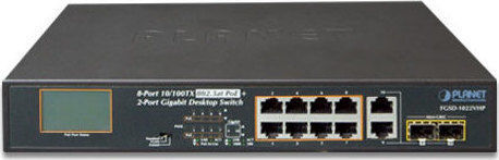 Planet FGSD-1022VHP Unmanaged L2 PoE+ Switch with 8 Ethernet Ports and 2 SFP Ports