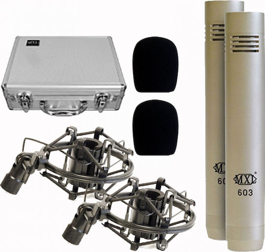 MXL 603 Pair Set Condenser (Small Diaphragm) Microphone XLR for Vocals in Silver Color