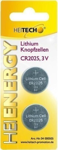 Heitech Heienergy Lithium Watch Battery CR2025 3V 2pcs