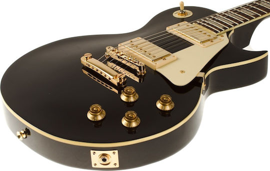 Vintage V100 ReIssued Electric Guitar Single Cut with HH Pickups Arrangement Black