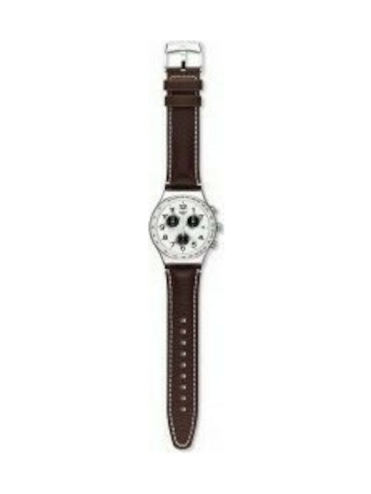 Swatch Destination Hamburg Ceas Cronograf Baterie cu Maro Curea de piele