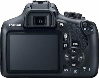 Canon DSLR Aparat foto EOS 1300D Cadru de recortare Kit (EF-S 18-135mm F3.5-5.6 IS USM + adaptor Wi-Fi W-E1)Kit (AF-P DX 18-55mm F3.5-5.6G VR + AF-P DX 70-300mm F4.5-6.3G ED VR)Kit (HD DA 18-50mm F4-5.6 DC WR RE + DA 50-200mm F4-5.6 ED WR) Negru