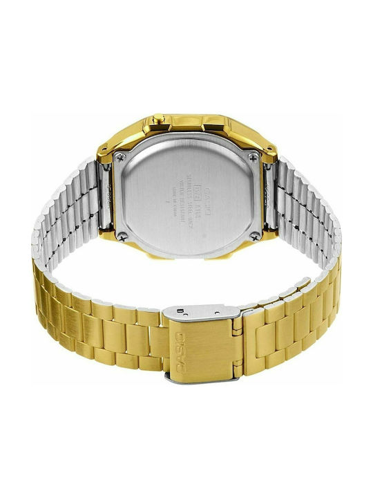 Casio Vintage Iconic Ψηφιακό Ανδρικό Ρολόι 38mm Μπαταρίας με Χρυσό Μεταλλικό Μπρασελέ