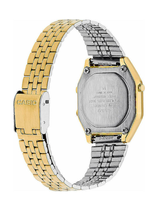 Casio Digital Uhr mit Gold Metallarmband