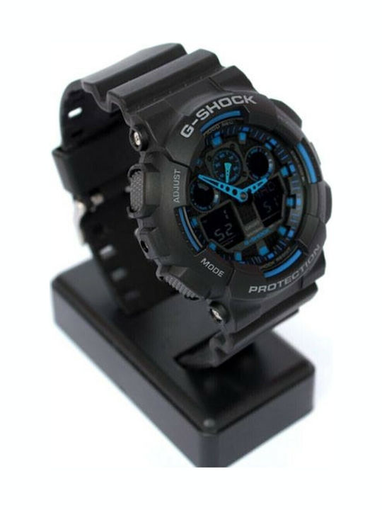 Casio G-Shock Analog/Digital Men's Watch 55mm Chronograph Battery with Black Rubber Strap