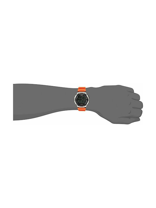 Casio Standard Digital Uhr Chronograph Batterie mit Orange Kautschukarmband
