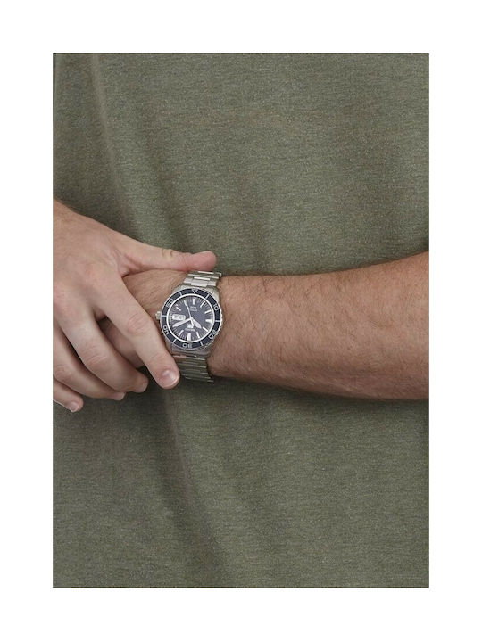 Seiko 5 Sports Ανδρικό Ρολόι 41mm Αυτόματο με Ασημί Μεταλλικό Μπρασελέ
