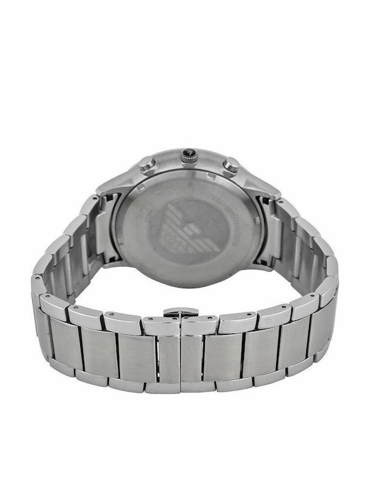 Emporio Armani Ανδρικό Ρολόι 45mm Χρονογράφος Μπαταρίας με Ασημί Μεταλλικό Μπρασελέ