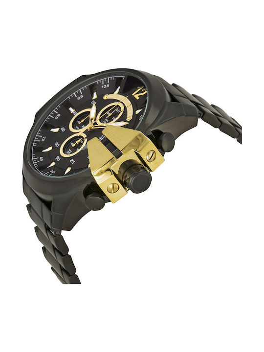 Diesel Mega Chief Watch Chronograph Battery with Black Metal Bracelet
