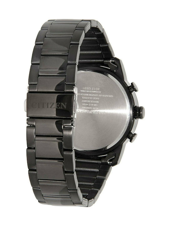Citizen Ανδρικό Ρολόι 42mm Χρονογράφος Μπαταρίας με Μαύρο Μεταλλικό Μπρασελέ